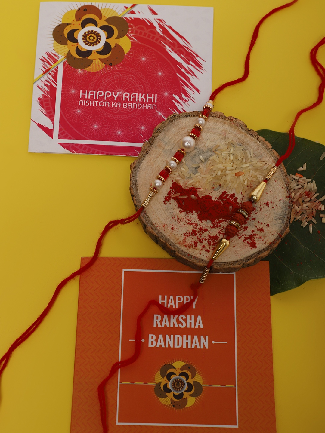 YouBella 2 Rakhi and 2 Greeting Card Combo for Brother, Rakhi Gift for Brother/bhaiyya/bhai (Style 2)